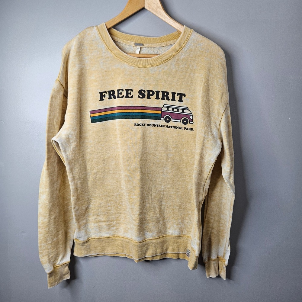 Techstyles Rocky Mountain National‎ Park Free Spirit Sweatshirt Yellow Womens MD
